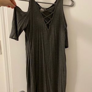 Gray off-the shoulder dress
